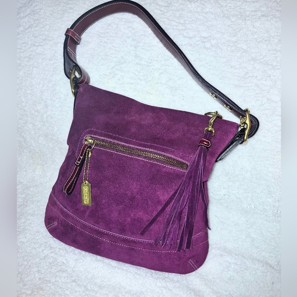 Coach Handbags - COACH: Grape Soft Suede Duffle Purse